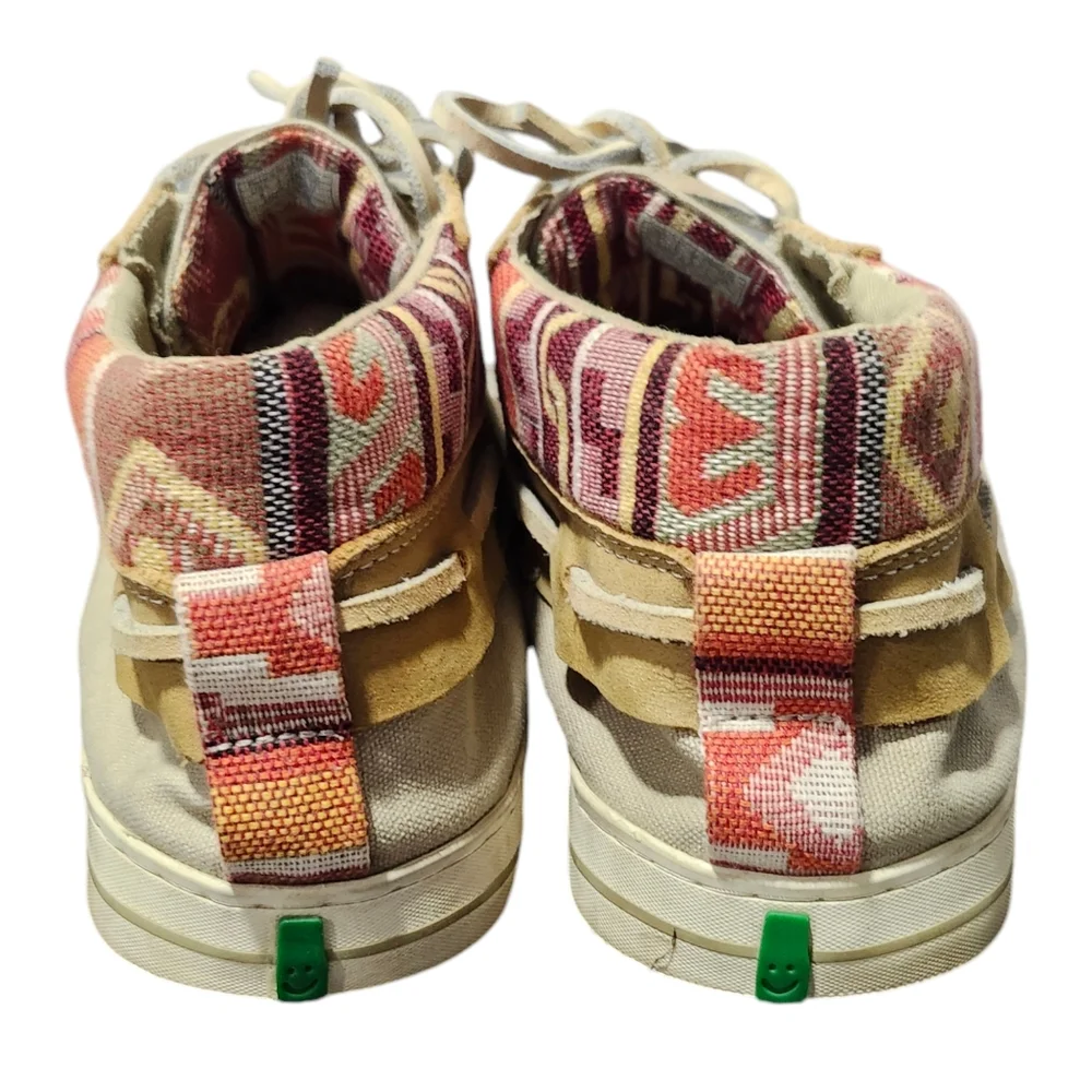Sanuk Mens High Top Canvas and Leather Loafers size 9